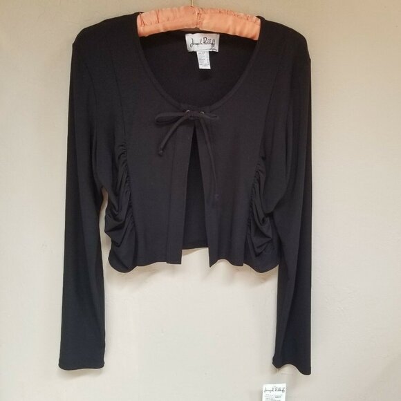 New Joseph Ribkoff Womens Size 10 Cover Up Tie-Front Cropped Black Style 80085